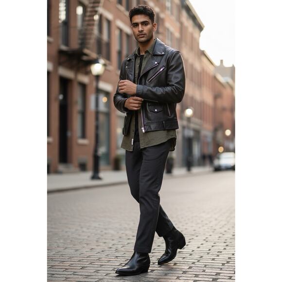 Long Haul Mens Black Leather Cowboy Boots Size 10M Western Zip Ankle Riding Heel - Picture 16 of 16